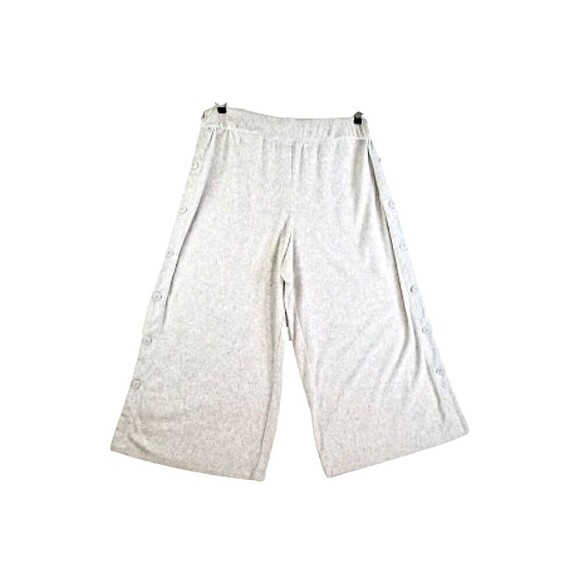 SATURDAY SUNDAY Light Gray Terry Pants Sz Large Button Wide Leg Anthropologie - Picture 2 of 9